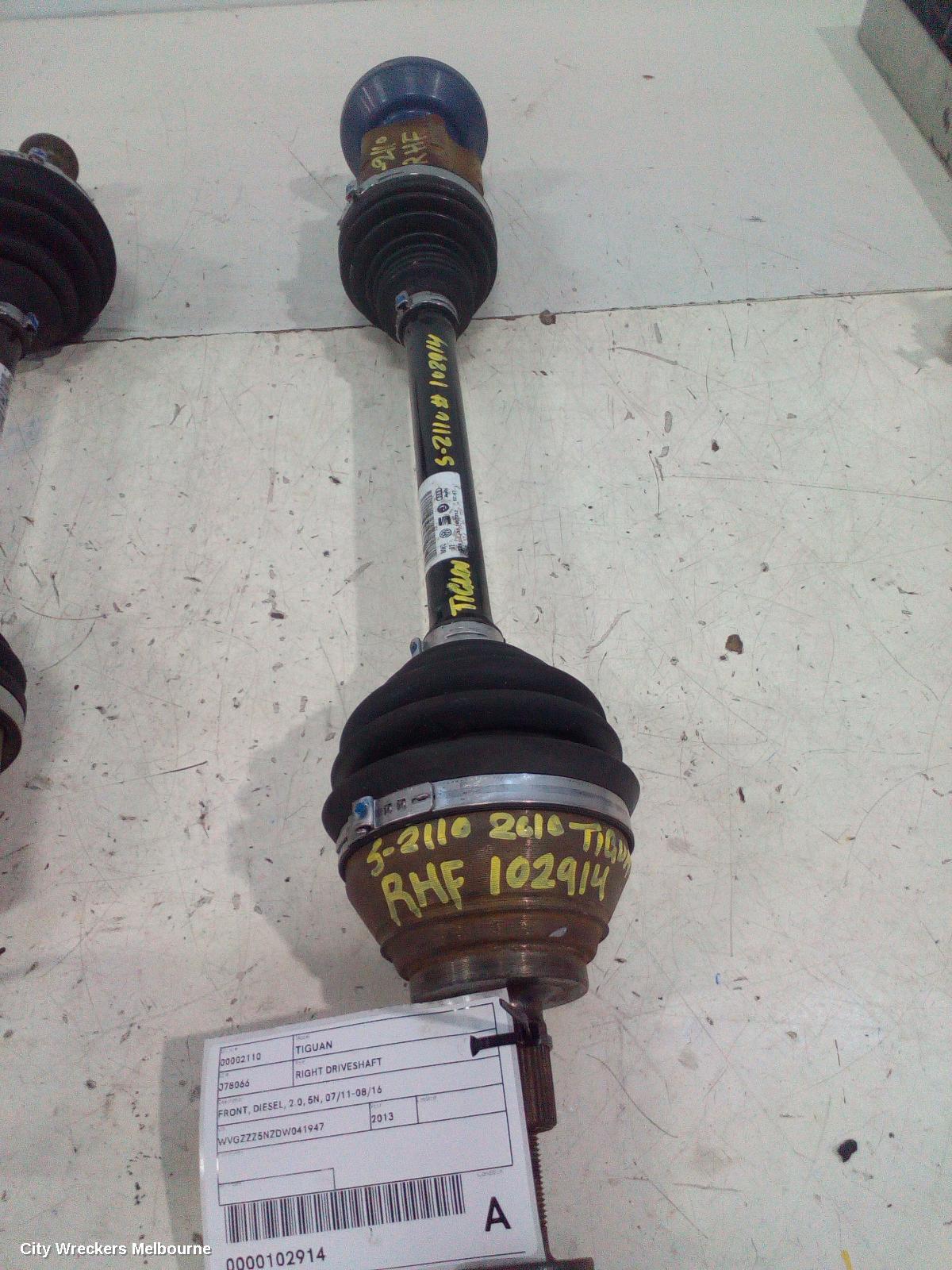 VOLKSWAGEN TIGUAN RIGHT DRIVESHAFT, FRONT, DIESEL, 2.0, 5N, 07/2011 - 08/2016 - Image 2