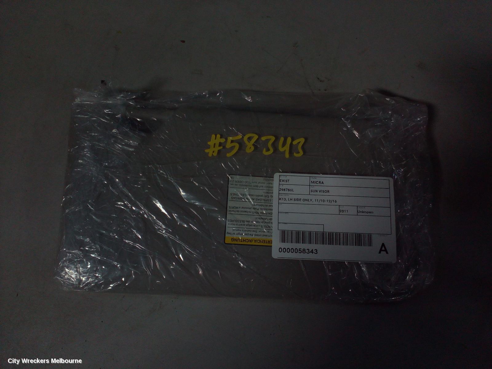 NISSAN MICRA SUNVISOR, K13, LH SIDE ONLY, 11/2010 - 12/2016 - Image 3