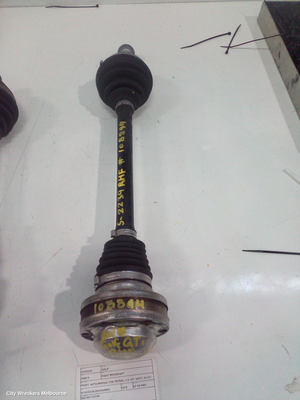 VOLKSWAGEN GOLF RIGHT DRIVESHAFT, FRONT, AUTO/MANUAL T/M, PETROL, 2.0, GTI, GEN 7, 01/2013 - 08/2020 - Image 2