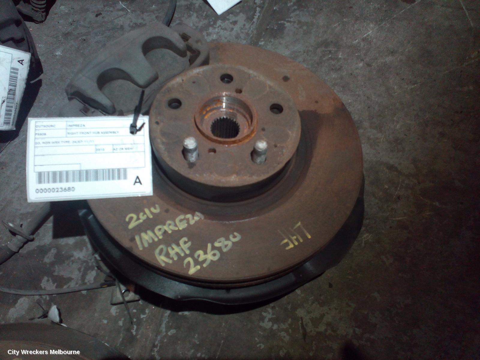 SUBARU IMPREZA RIGHT FRONT HUB ASSEMBLY, G3, NON WRX TYPE, 04/2007 - 11/2011 - Image 2