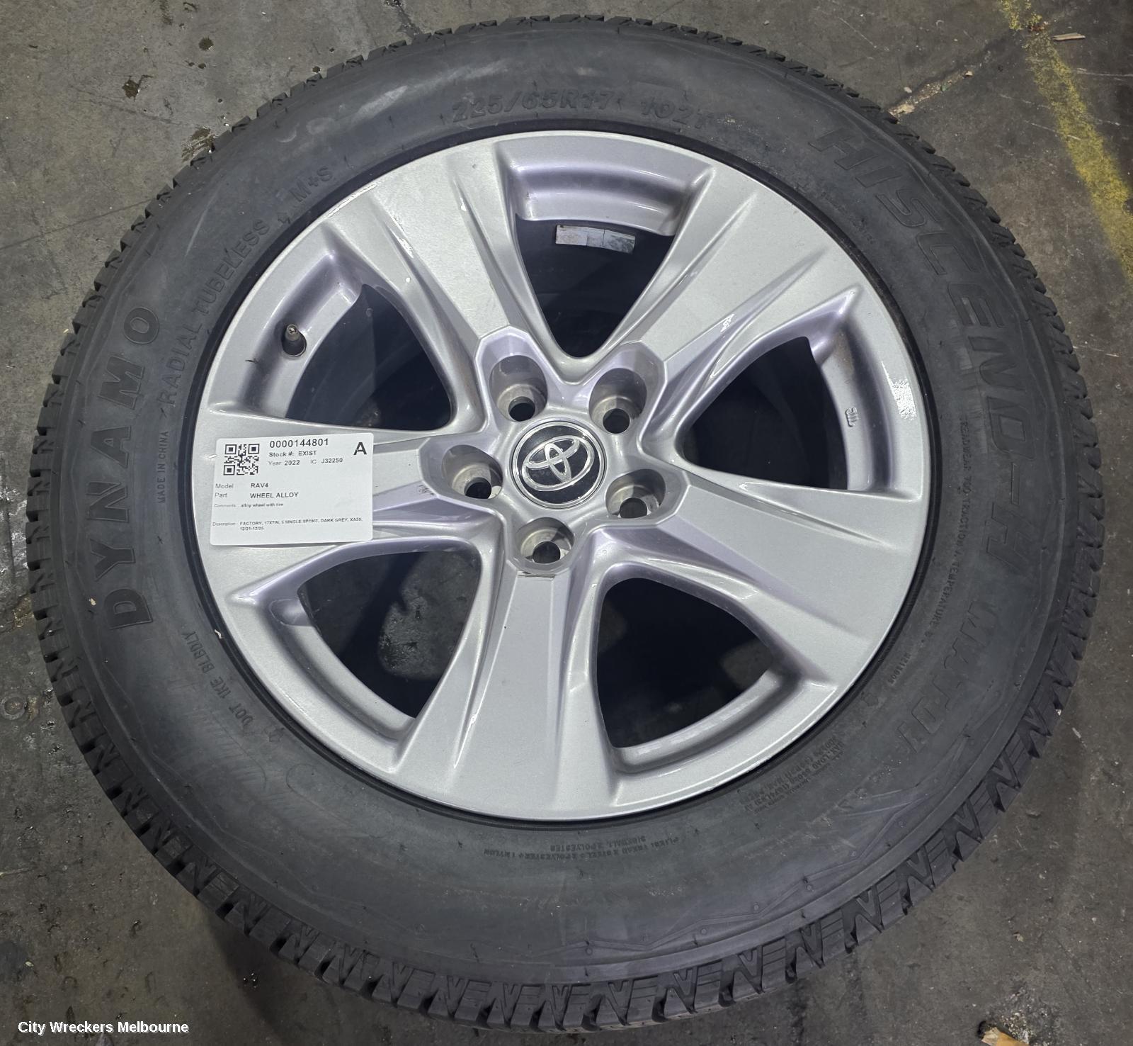 TOYOTA RAV4 WHEEL MAG, FACTORY, 17X7IN, 5 SINGLE SPOKE, DARK GREY, XA50, 12/2021 - 12/2025 - Image 3