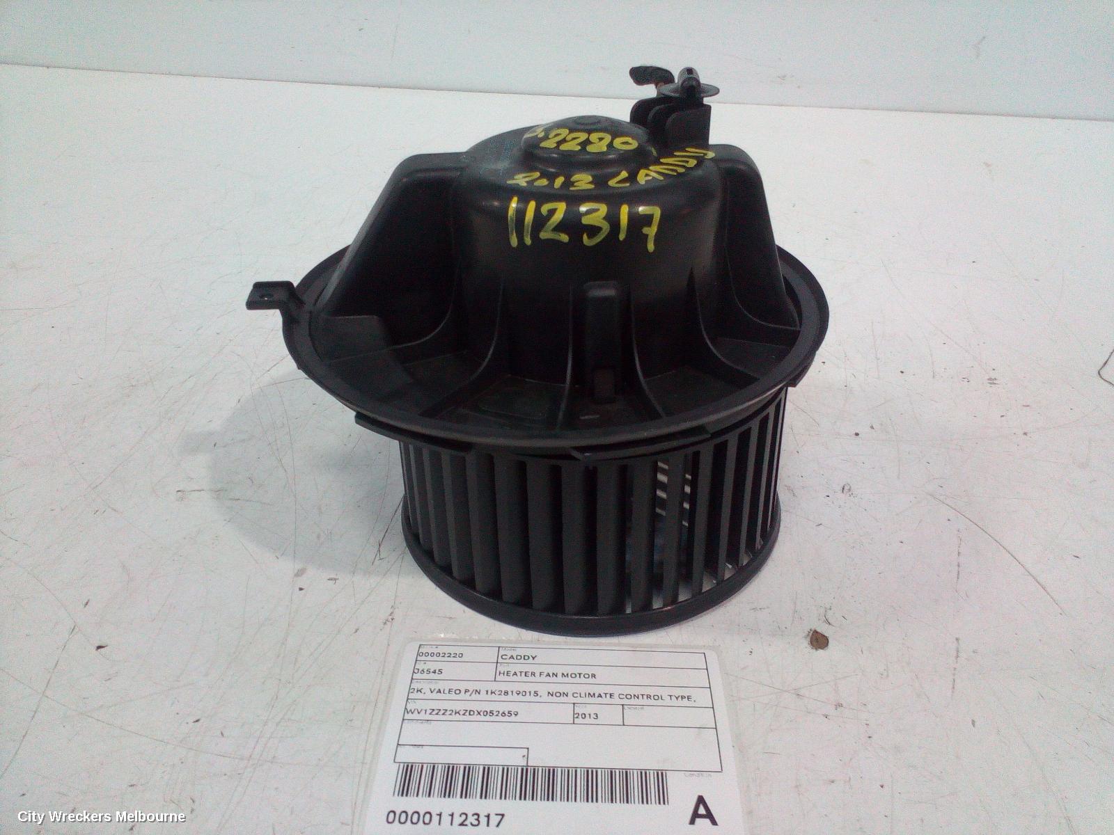 VOLKSWAGEN CADDY HEATER FAN MOTOR, 2K, VALEO P/N 1K2819015,  NON CLIMATE CONTROL TYPE, 12/2004 - 06/2015 - Image 2