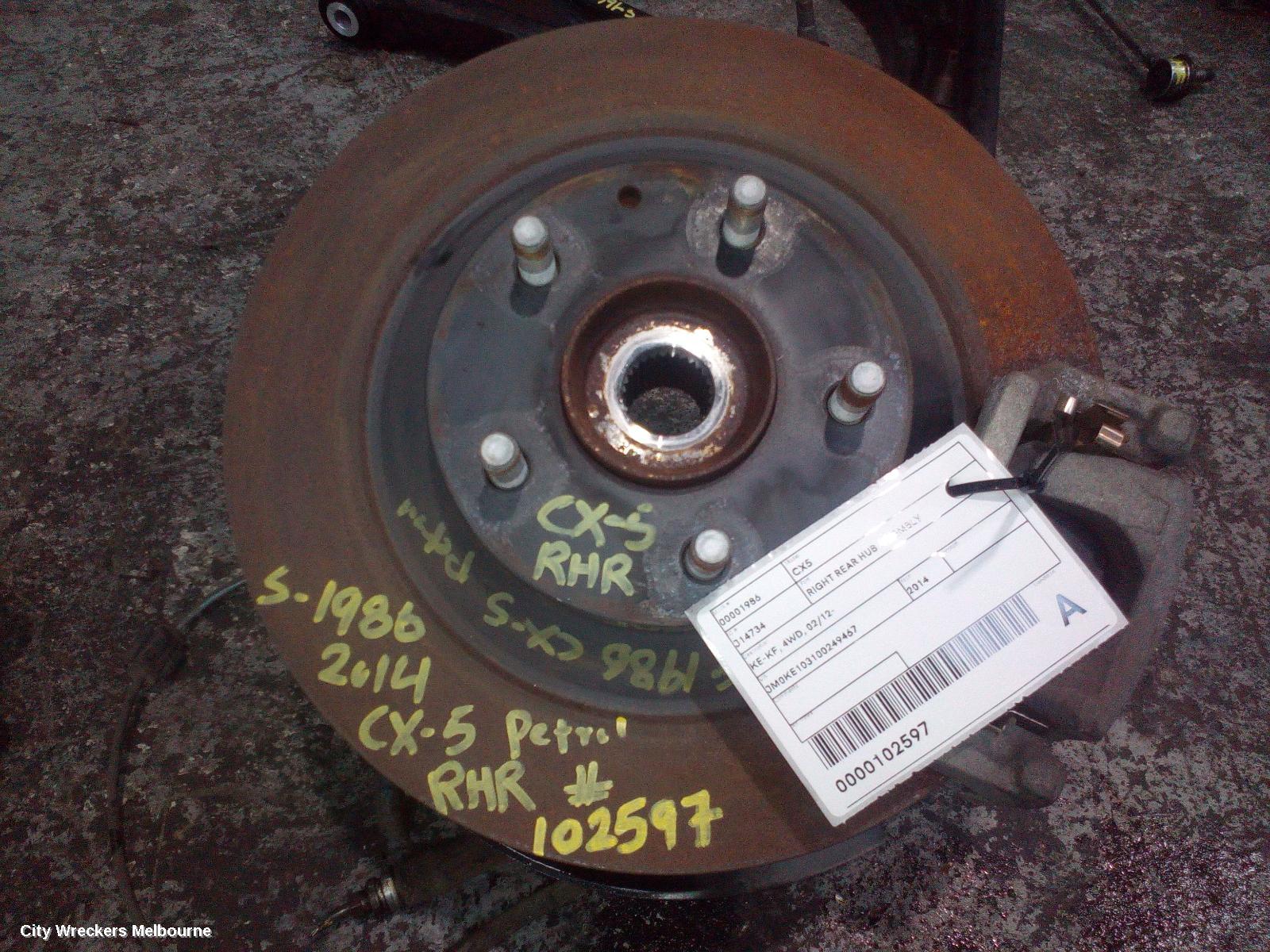 MAZDA CX5 RIGHT REAR HUB ASSEMBLY, KE-KF, 4WD, BOLT TYPE SHOCK MOUNT, 02/2012 ONWARDS - Image 1