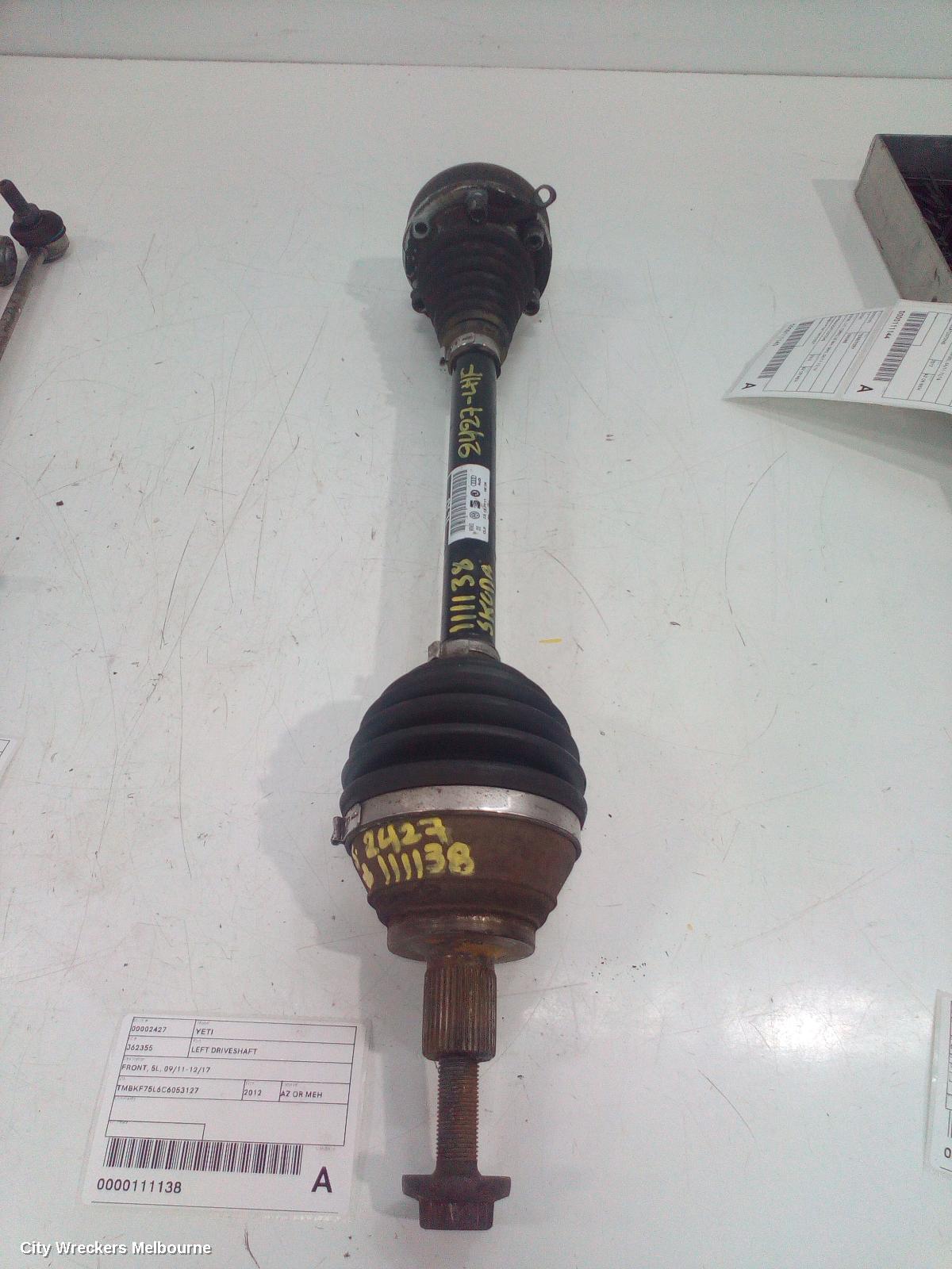 SKODA YETI LEFT DRIVESHAFT, FRONT, 5L, 09/2011 - 12/2017 - Image 2