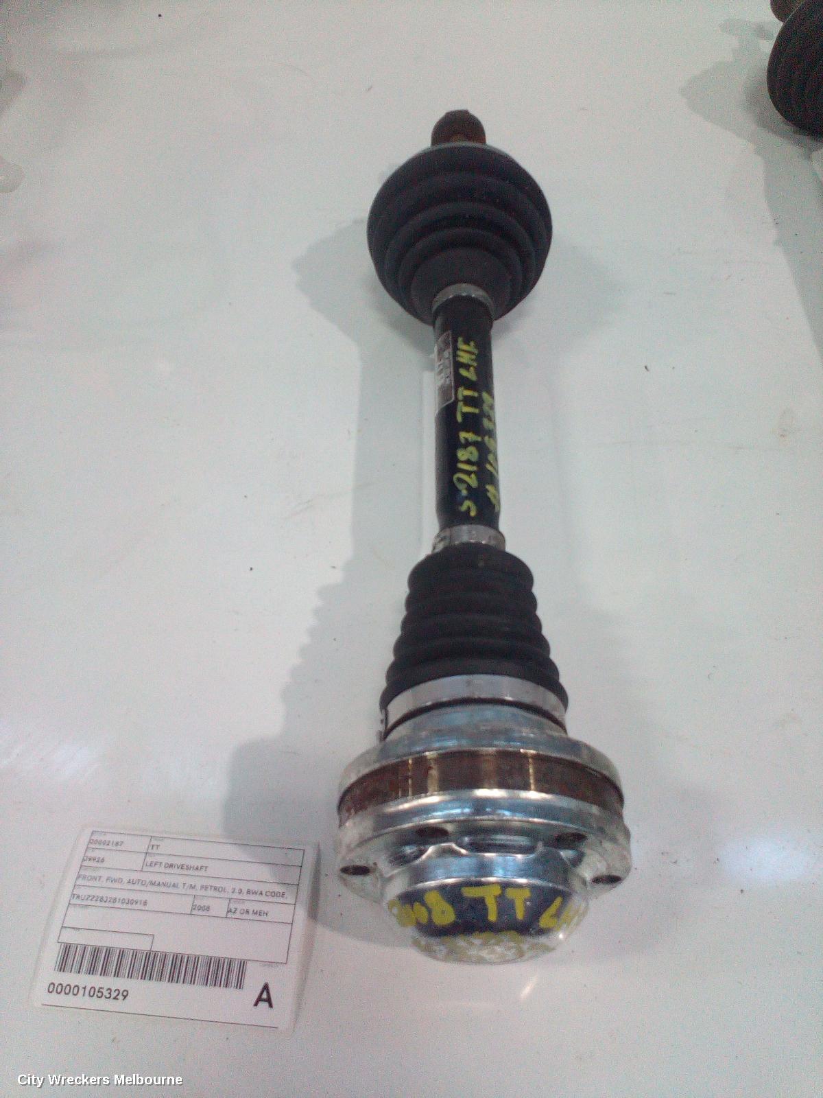 AUDI TT LEFT DRIVESHAFT, FRONT, FWD, AUTO/MANUAL T/M, PETROL, 2.0, BWA CODE, 8J, 09/2006 - 08/2010 - Image 2