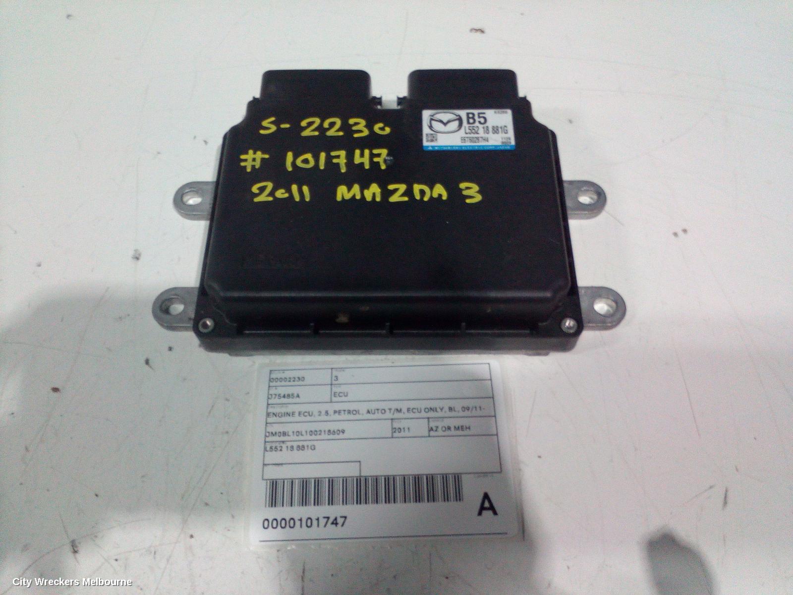 MAZDA 3 ECU, ENGINE ECU, 2.5, PETROL, AUTO T/M, ECU ONLY, BL, 04/2009 - 08/2011 - Image 1