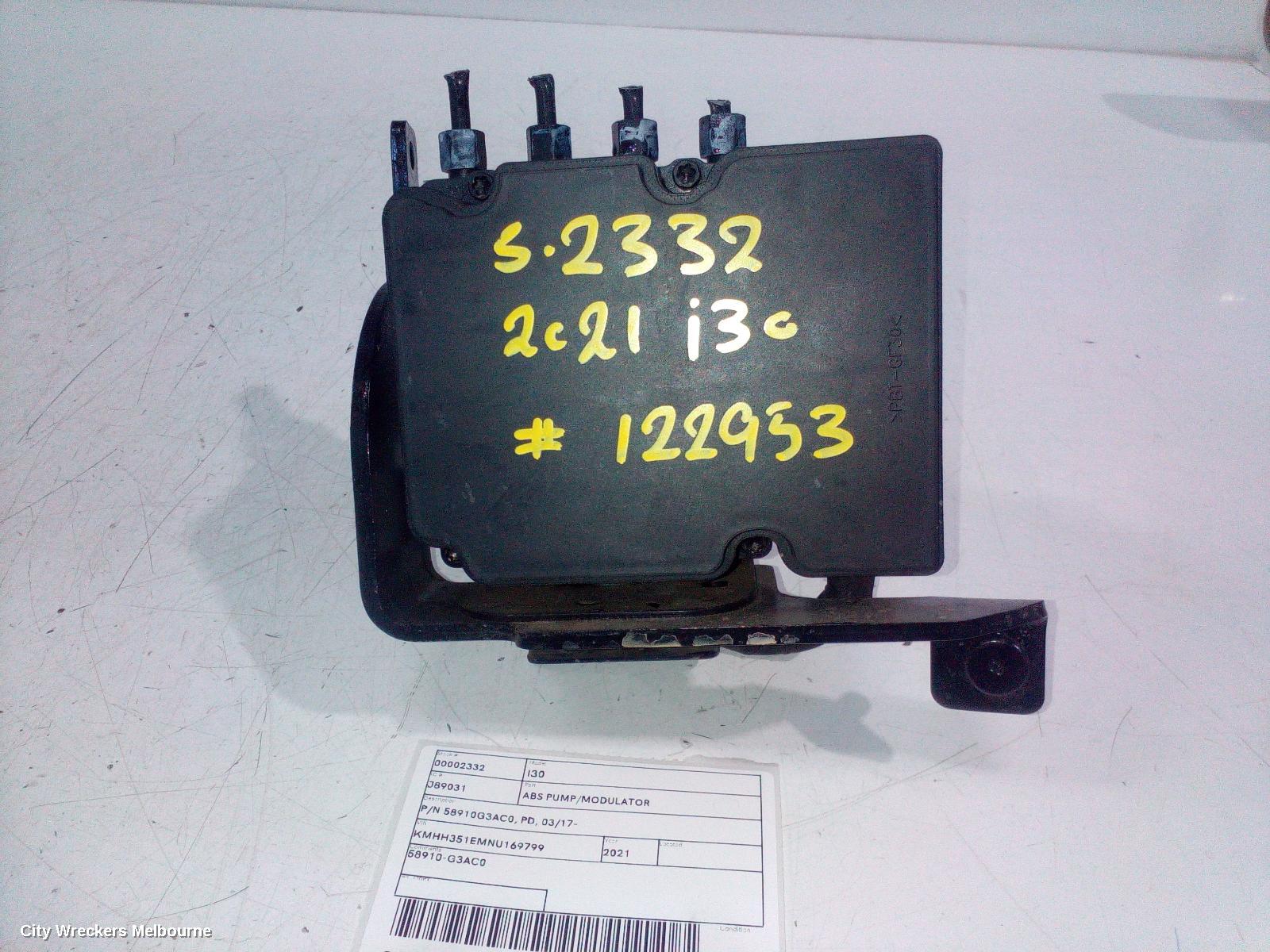 HYUNDAI I30 ABS PUMP/MODULATOR, P/N 58910G3AC0, PD, 03/2017 ONWARDS - Image 1