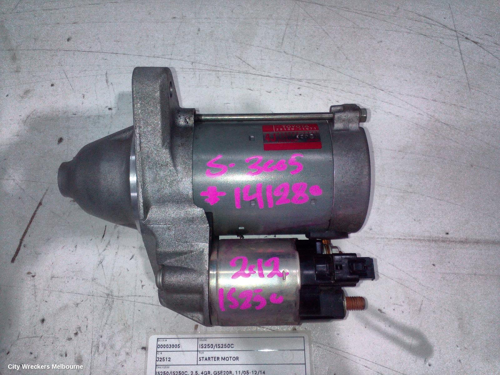 LEXUS IS250/IS250C STARTER, IS250/IS250C, 2.5, 4GR, GSE20R, 11/2005 - 12/2014 - Image 2
