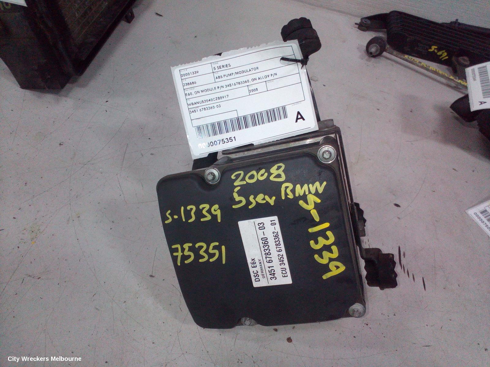 BMW 5 SERIES ABS PUMP/MODULATOR, E60, ON MODULE P/N 34516783360, ON ALLOY P/N 0265250217 P/N 34516774679, 10/2003 - 04/2010 - Image 3