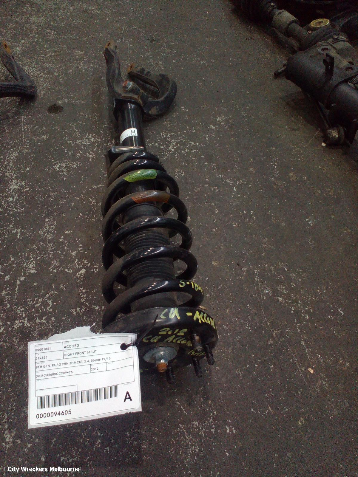 HONDA ACCORD RIGHT FRONT STRUT, 8TH GEN, EURO (VIN JHMCU), 2.4, 06/2008 - 12/2015 - Image 2