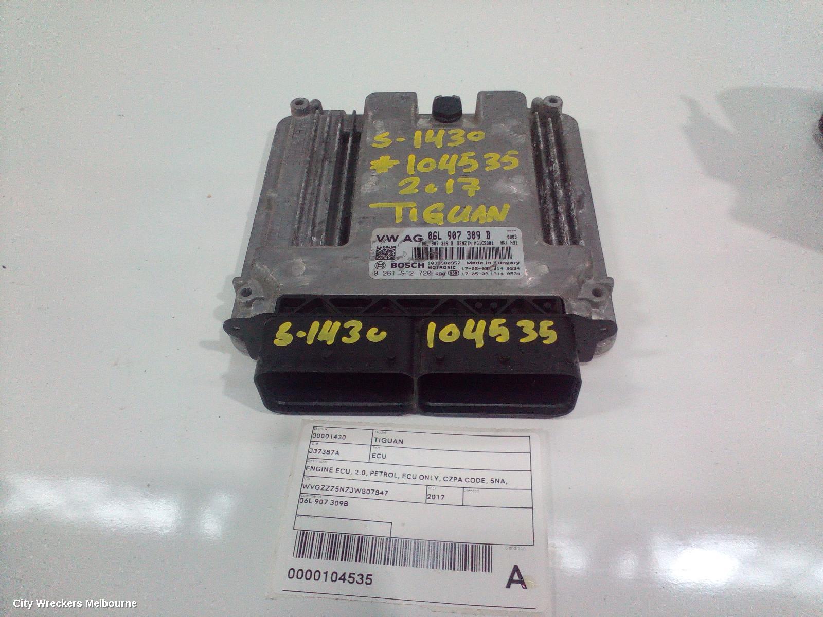 VOLKSWAGEN TIGUAN ECU, ENGINE ECU, 2.0, PETROL, ECU ONLY, CZPA CODE, 5NA, 06/2016 ONWARDS - Image 1