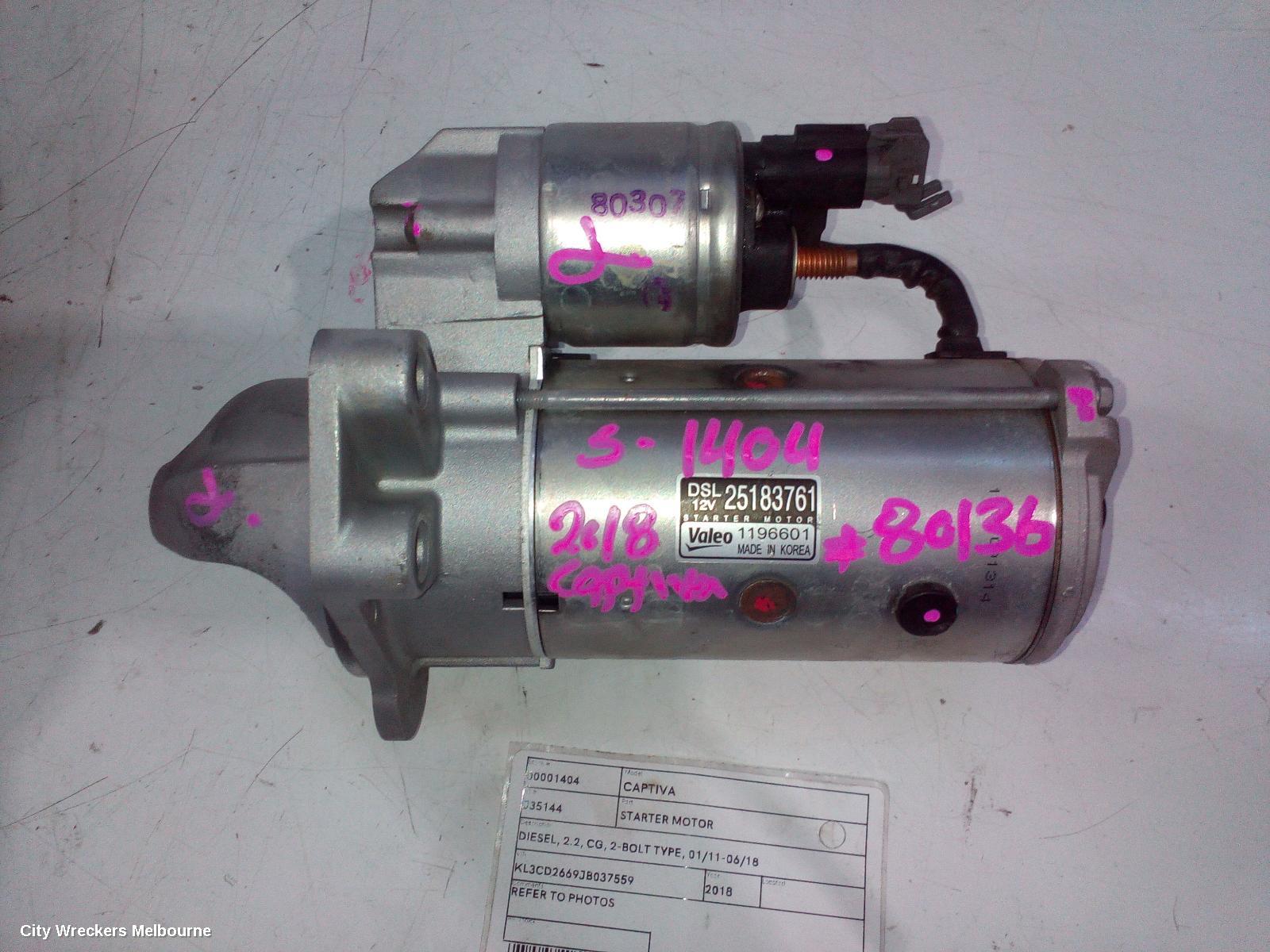 HOLDEN CAPTIVA STARTER, DIESEL, 2.2, CG, 2-BOLT TYPE, 01/2011 - 06/2018 - Image 3