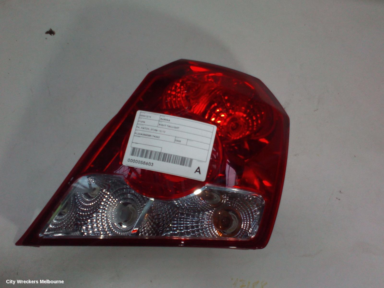 HOLDEN BARINA RIGHT TAILLIGHT, TK, HATCH, 07/2008 - 12/2012 - Image 3