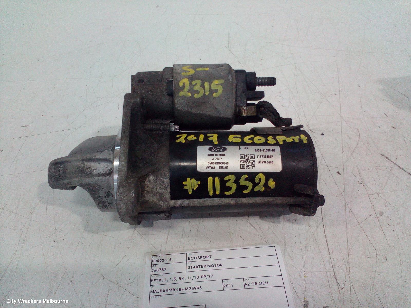 FORD ECOSPORT STARTER, PETROL, 1.5, BK, 11/2013 - 09/2017 - Image 1