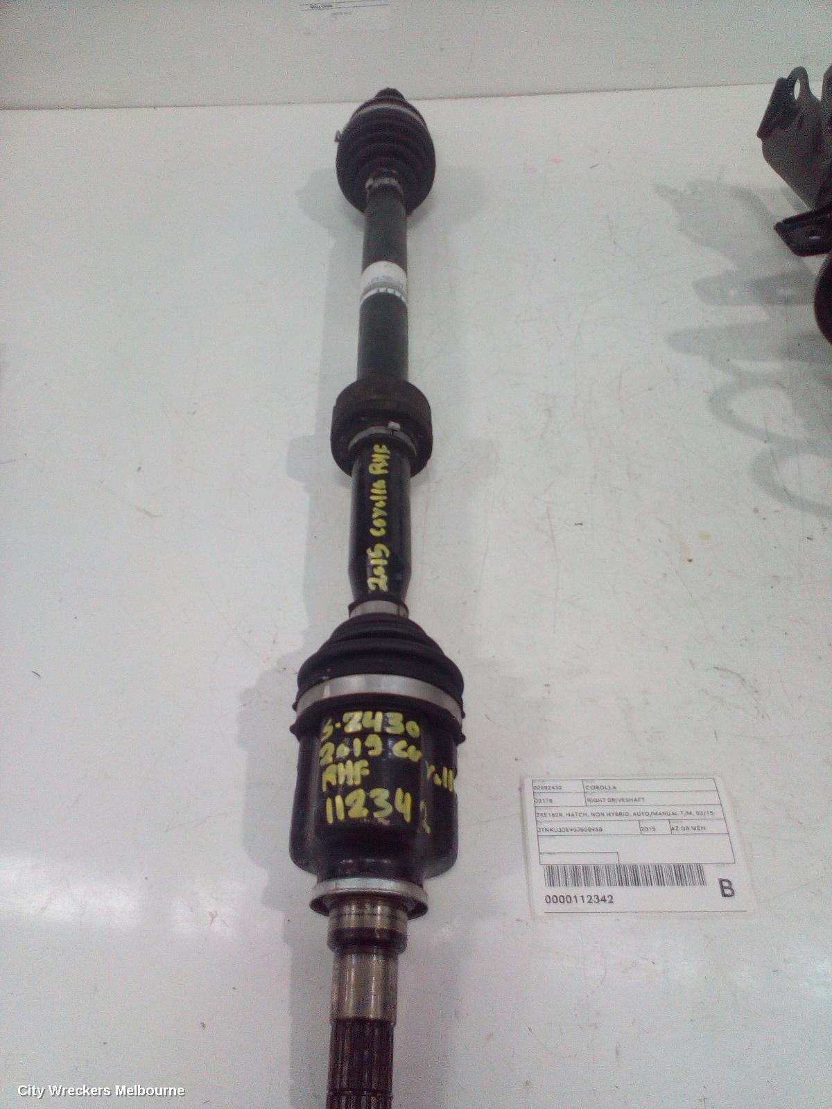 TOYOTA COROLLA RIGHT DRIVESHAFT, ZRE182R, HATCH, NON HYBRID, AUTO/MANUAL T/M, 03/2015 - 06/2018 - Image 1