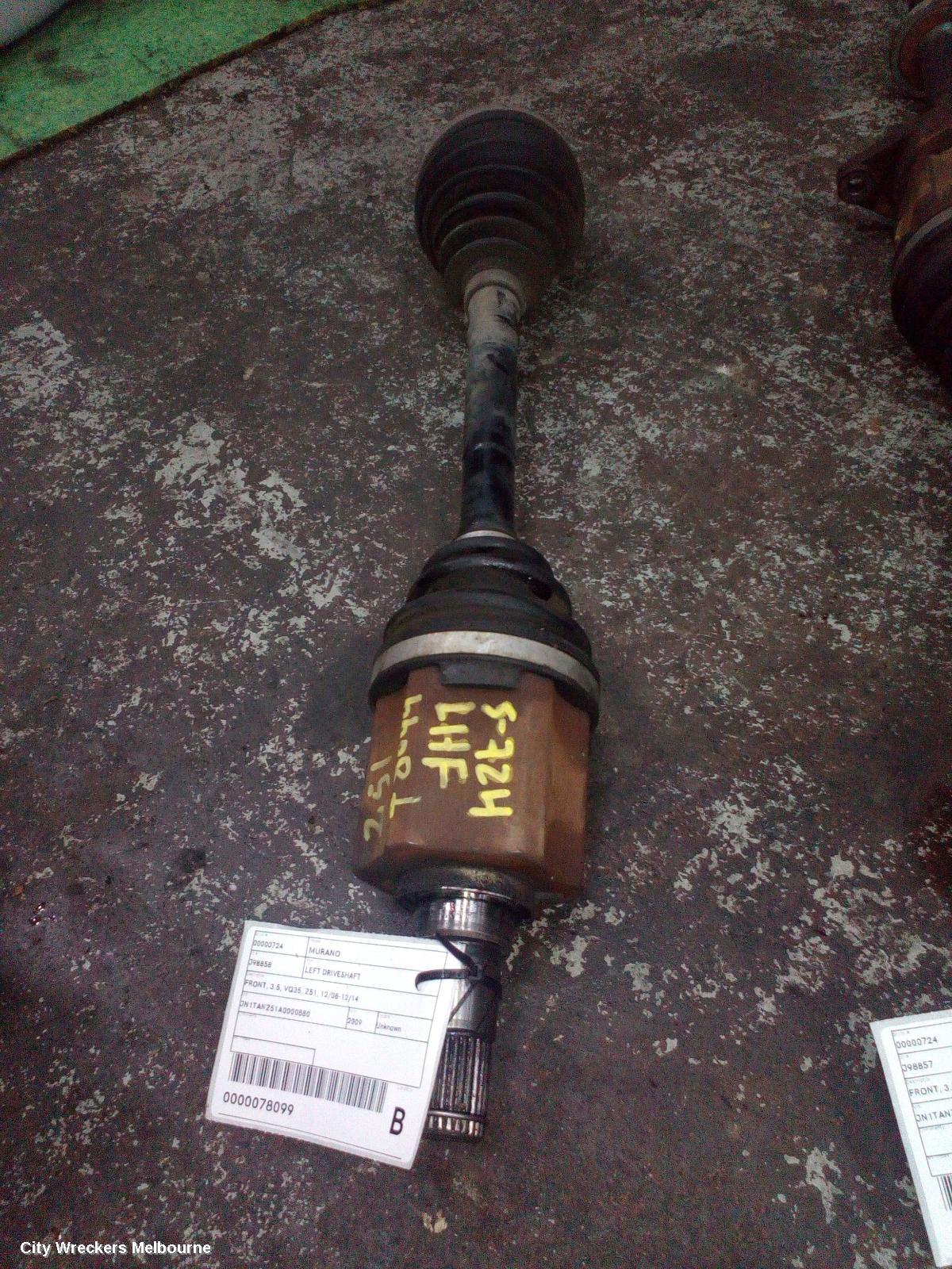 NISSAN MURANO LEFT DRIVESHAFT, FRONT, 3.5, VQ35, Z51, 12/2008 - 12/2014 - Image 1