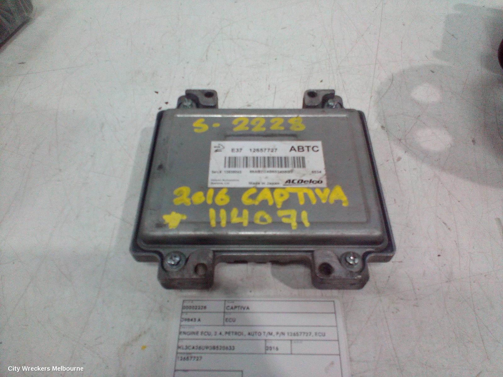 HOLDEN CAPTIVA ECU, ENGINE ECU, 2.4, PETROL, AUTO T/M, P/N 12657727, ECU ONLY, CG, 01/2011 - 06/2018 - Image 1