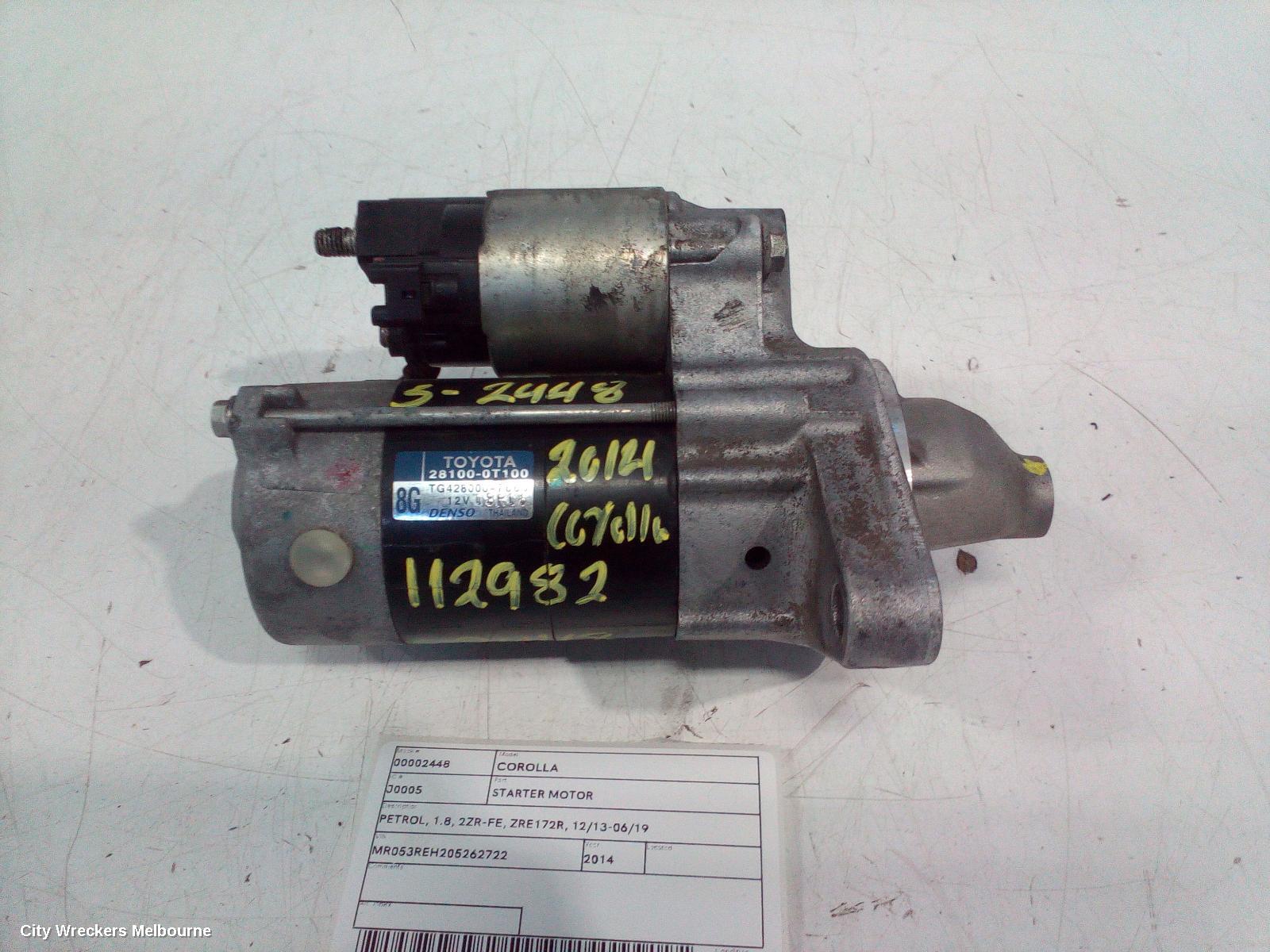 TOYOTA COROLLA STARTER, PETROL, 1.8, 2ZR-FE, ZRE172R, 12/2013 - 06/2019 - Image 1