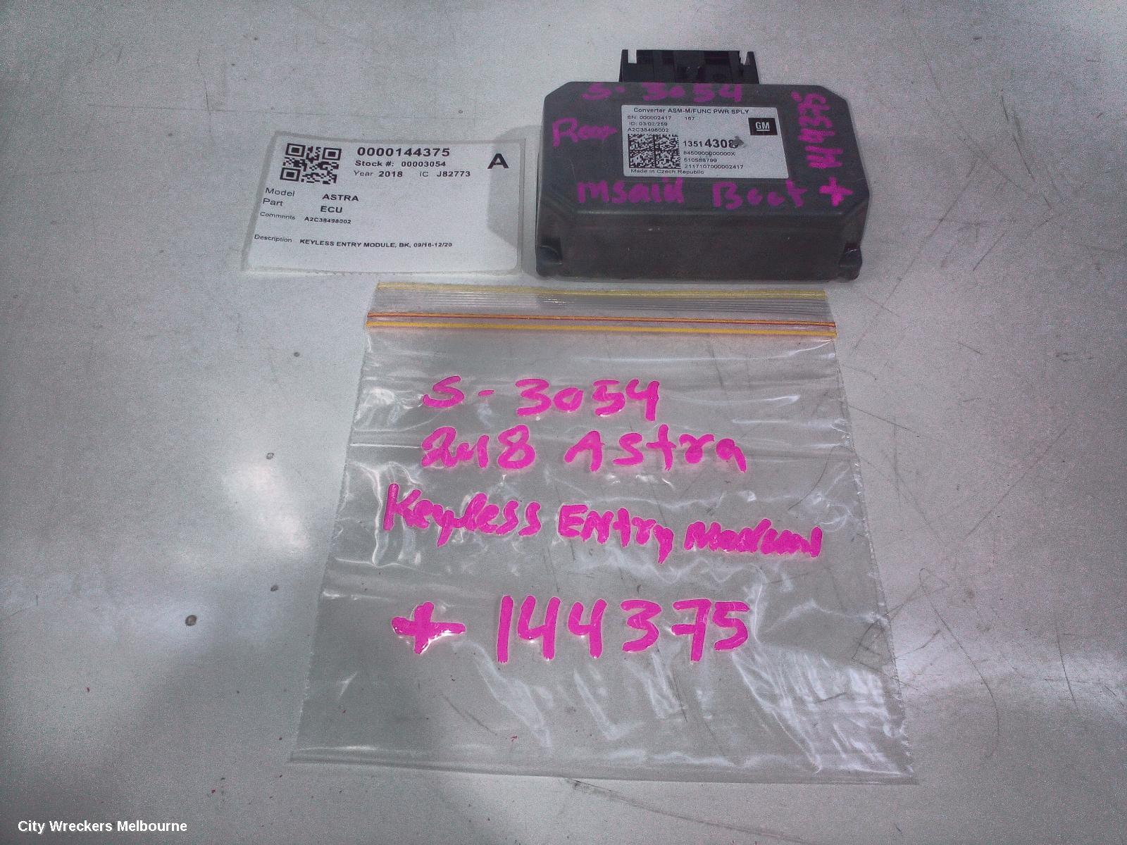 HOLDEN ASTRA ECU, KEYLESS ENTRY MODULE, BK, 09/2016 - 12/2020 - Image 1