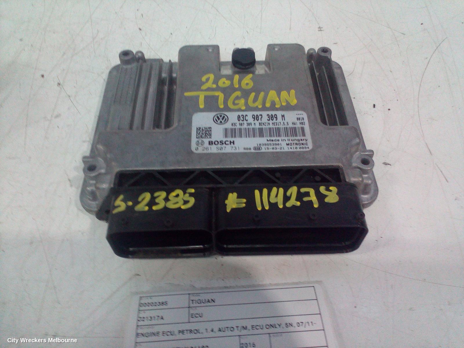 VOLKSWAGEN TIGUAN ECU, ENGINE ECU, PETROL, 1.4, AUTO T/M, ECU ONLY, 5N, 07/2011 - 08/2016 - Image 1
