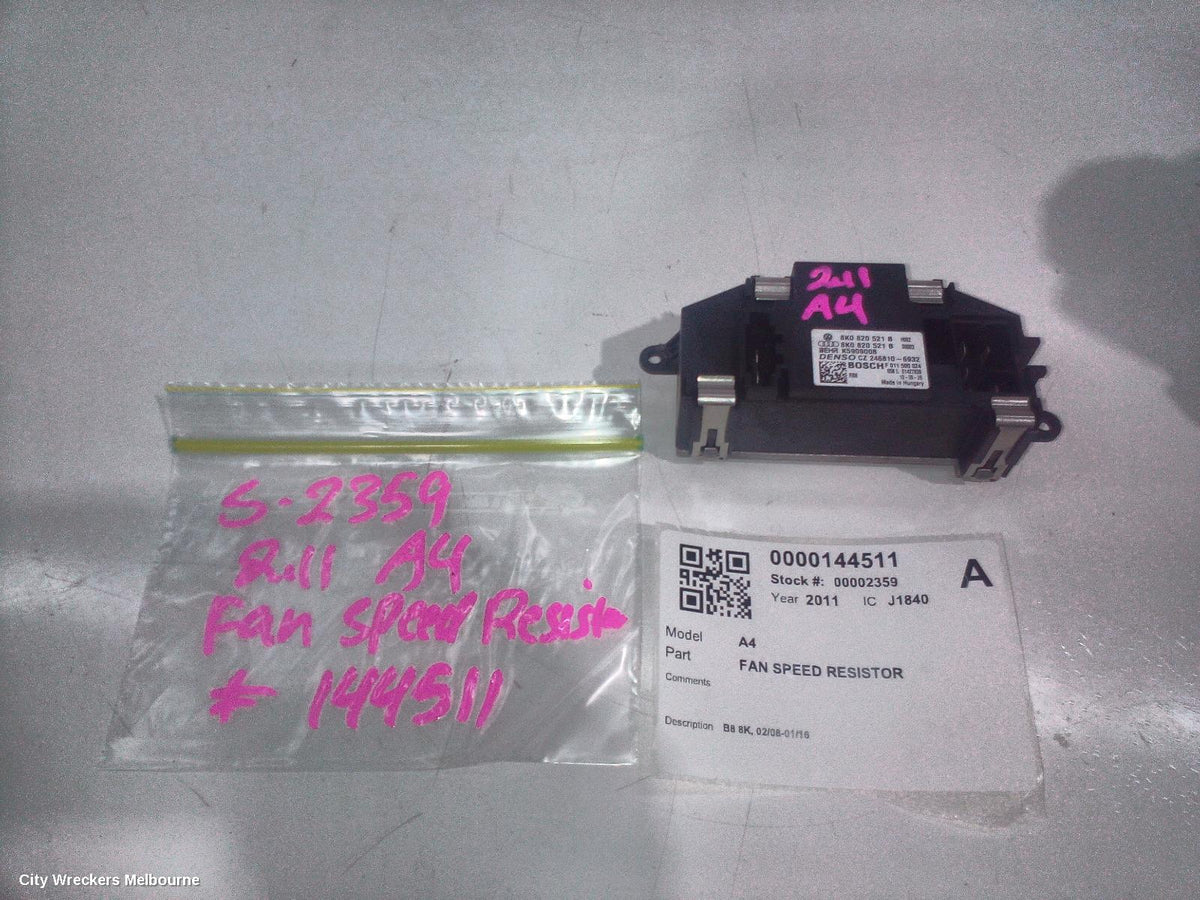 AUDI A4 FAN SPEED RESISTOR, B8 8K, 02/2008 - 01/2016 - Image 1
