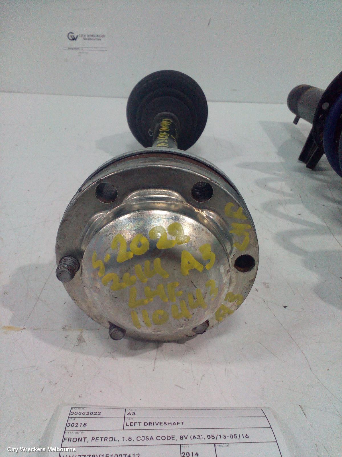AUDI A3 LEFT DRIVESHAFT, FRONT, PETROL, 1.8, CJSA CODE, 8V (A3), 05/2013 - 05/2016 - Image 1