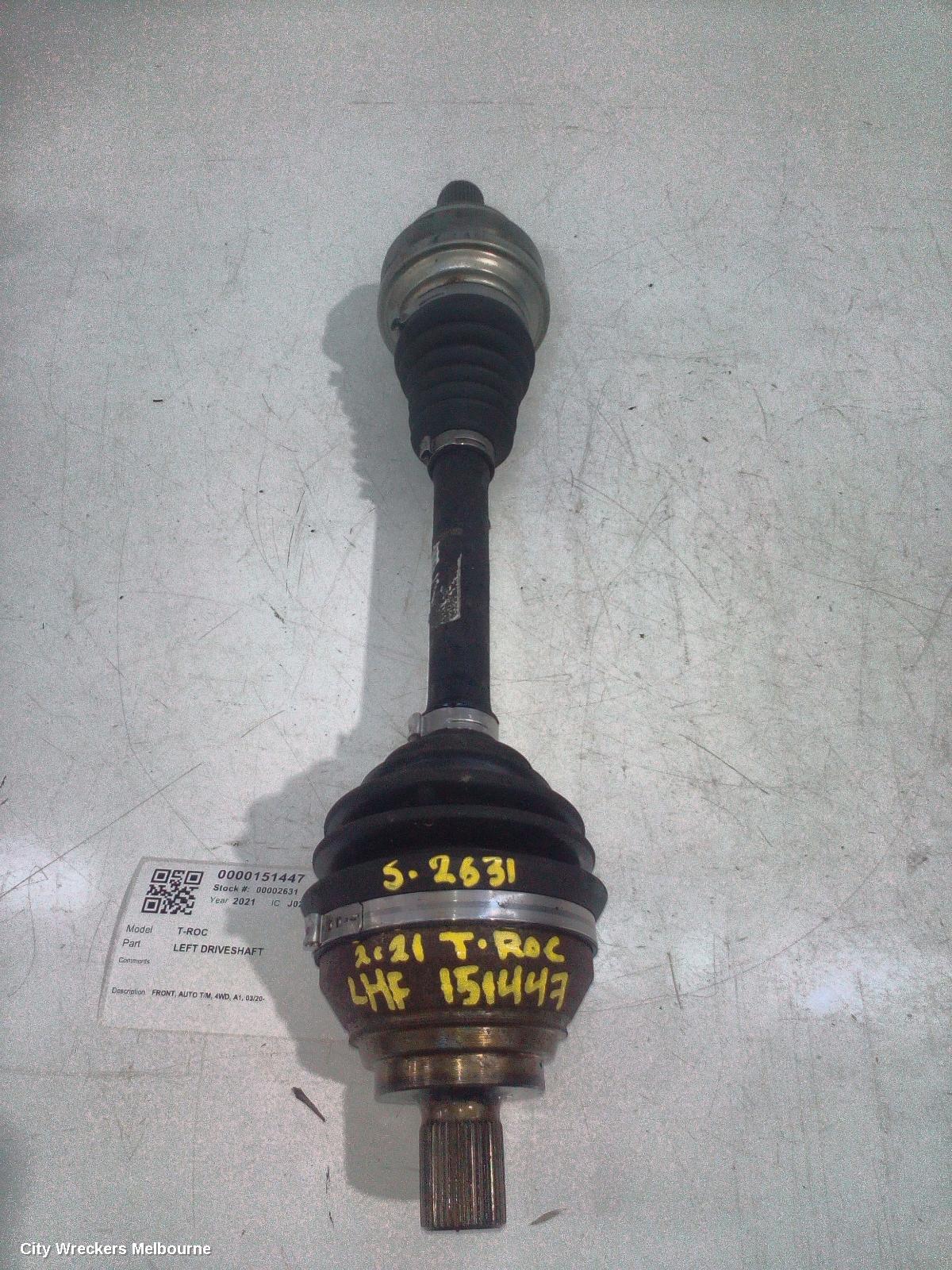 VOLKSWAGEN T-ROC LEFT DRIVESHAFT, FRONT, AUTO T/M, 4WD, A1, 03/2020 ONWARDS - Image 2