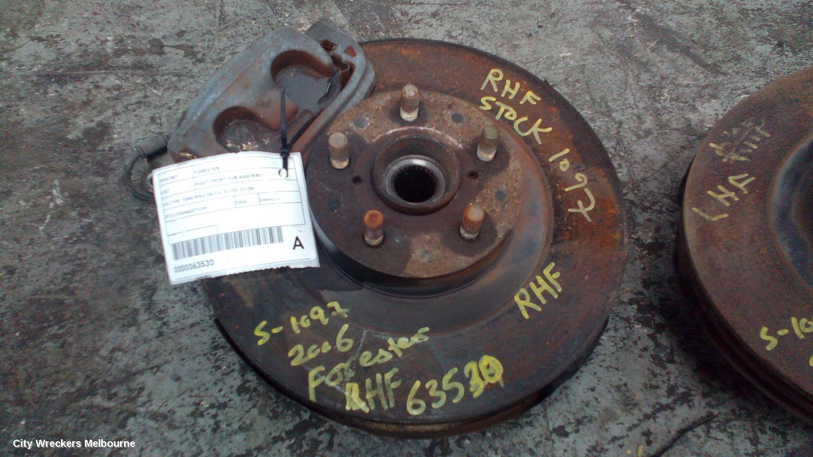 SUBARU FORESTER RIGHT FRONT HUB ASSEMBLY, ABS TYPE, TONE RING ON CV, 01/2000 - 02/2008 - Image 1