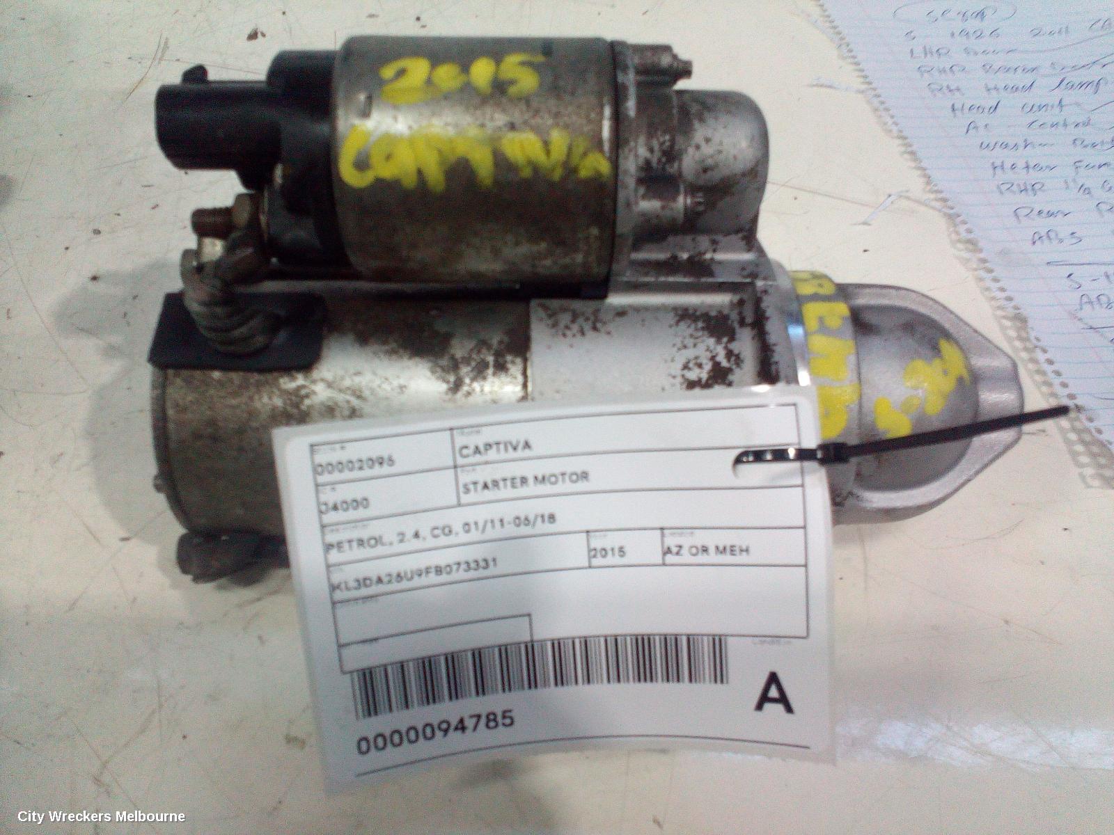 HOLDEN CAPTIVA STARTER, PETROL, 2.4, CG, 01/2011 - 06/2018 - Image 1