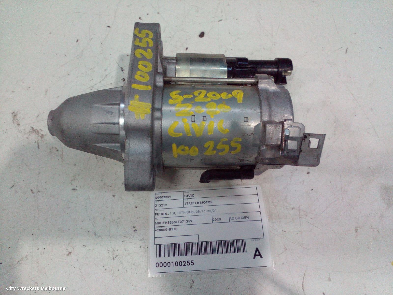 HONDA CIVIC STARTER, PETROL, 1.8, 10TH GEN, 05/2016 - 08/2021 - Image 1