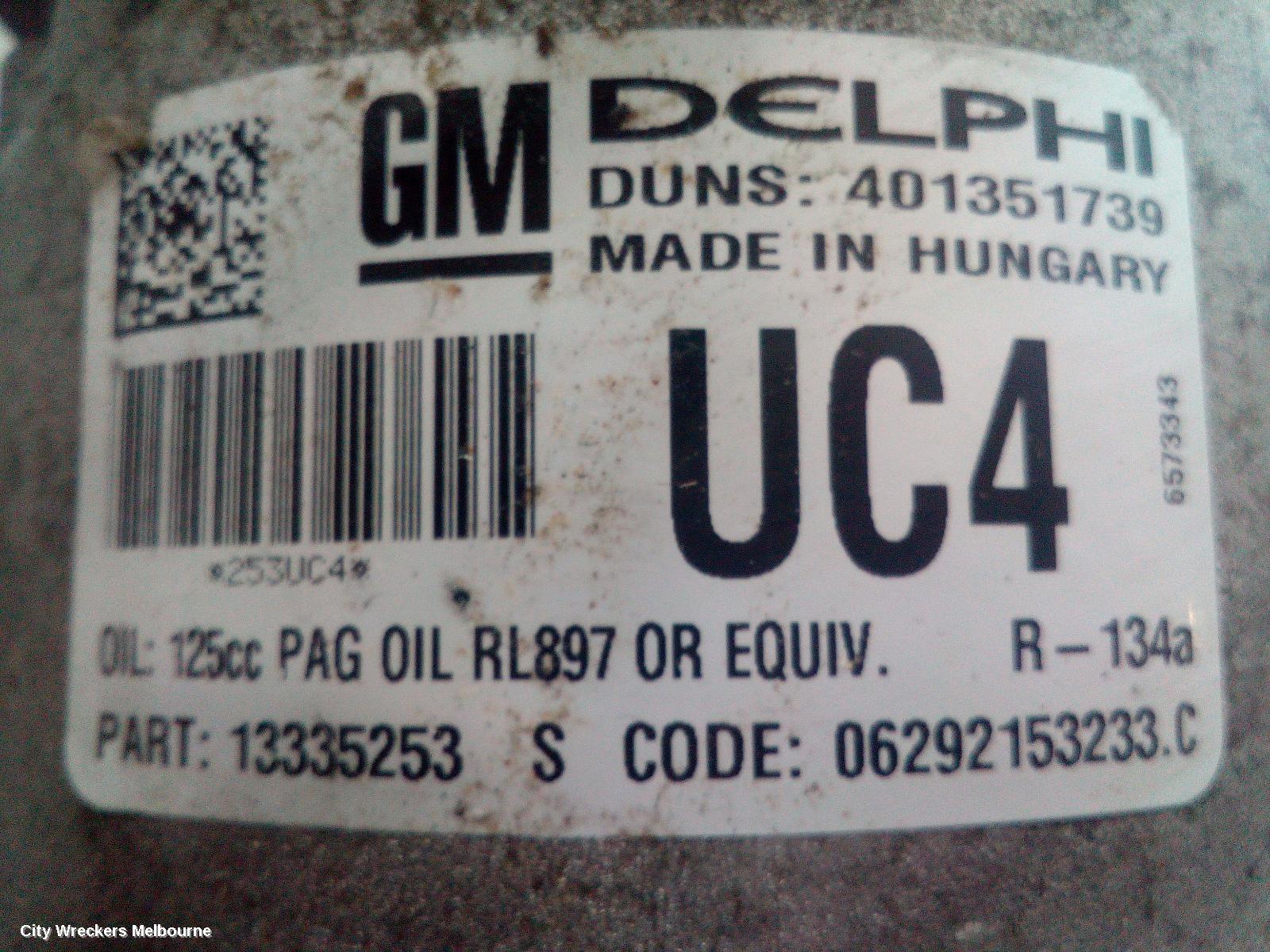 HOLDEN CRUZE A/C COMPRESSOR, JH, 1.4, 19UN, PETROL, P/N 13335253, 03/2011 - 01/2017 - Image 1