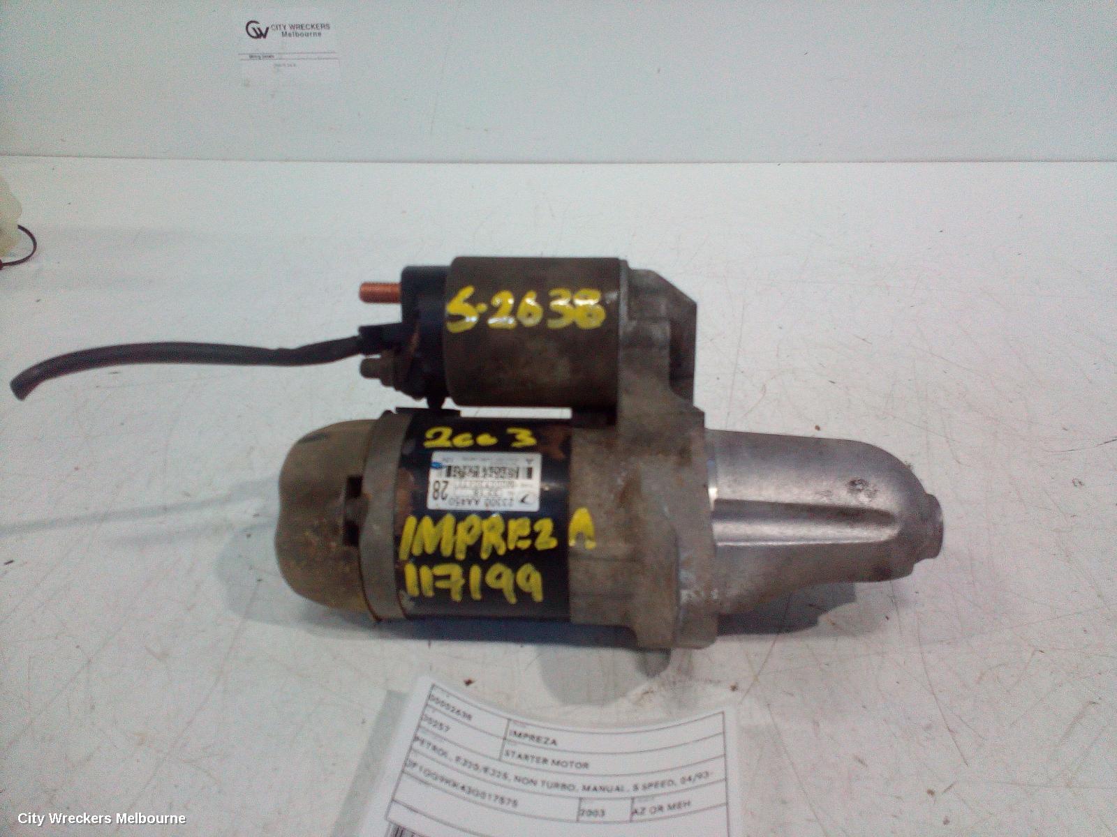 SUBARU IMPREZA STARTER, PETROL, EJ20/EJ25, NON TURBO, MANUAL, 5 SPEED, 04/1993 - 07/2011 - Image 2
