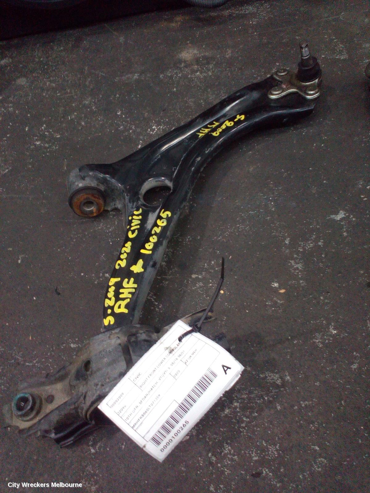 HONDA CIVIC RIGHT FRONT LOWER CONTROL ARM, 10TH GEN, SEDAN/HATCH, VTI/VTI-S, 05/2016 - 08/2021 - Image 2