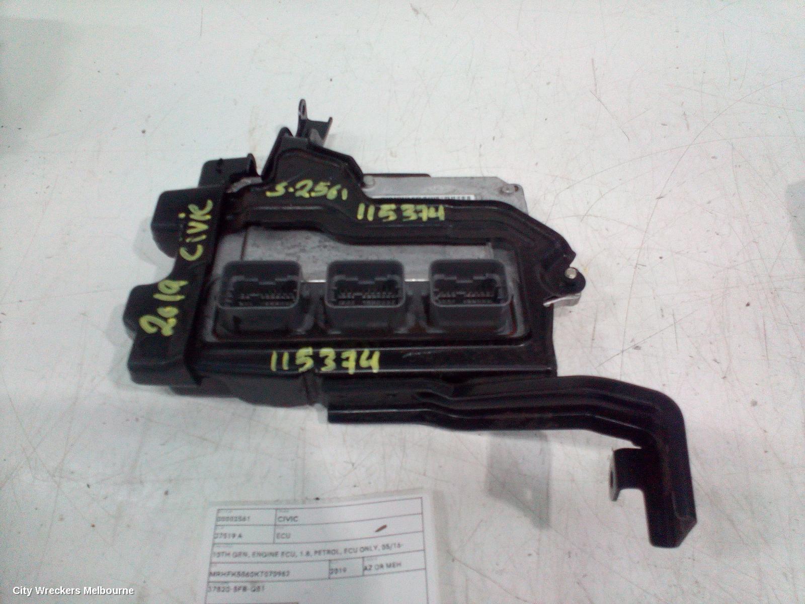 HONDA CIVIC ECU, 10TH GEN, ENGINE ECU, 1.8, PETROL, ECU ONLY, 05/2016 - 08/2021 - Image 1