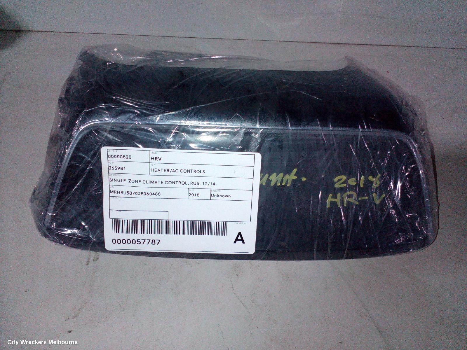HONDA HRV HEATER/AC CONTROLS, SINGLE-ZONE CLIMATE CONTROL (1 PLUG), NON SEAT HEATING TYPE, VTI/VTI-S, RU5, 12/2014 - 10/2021 - Image 3
