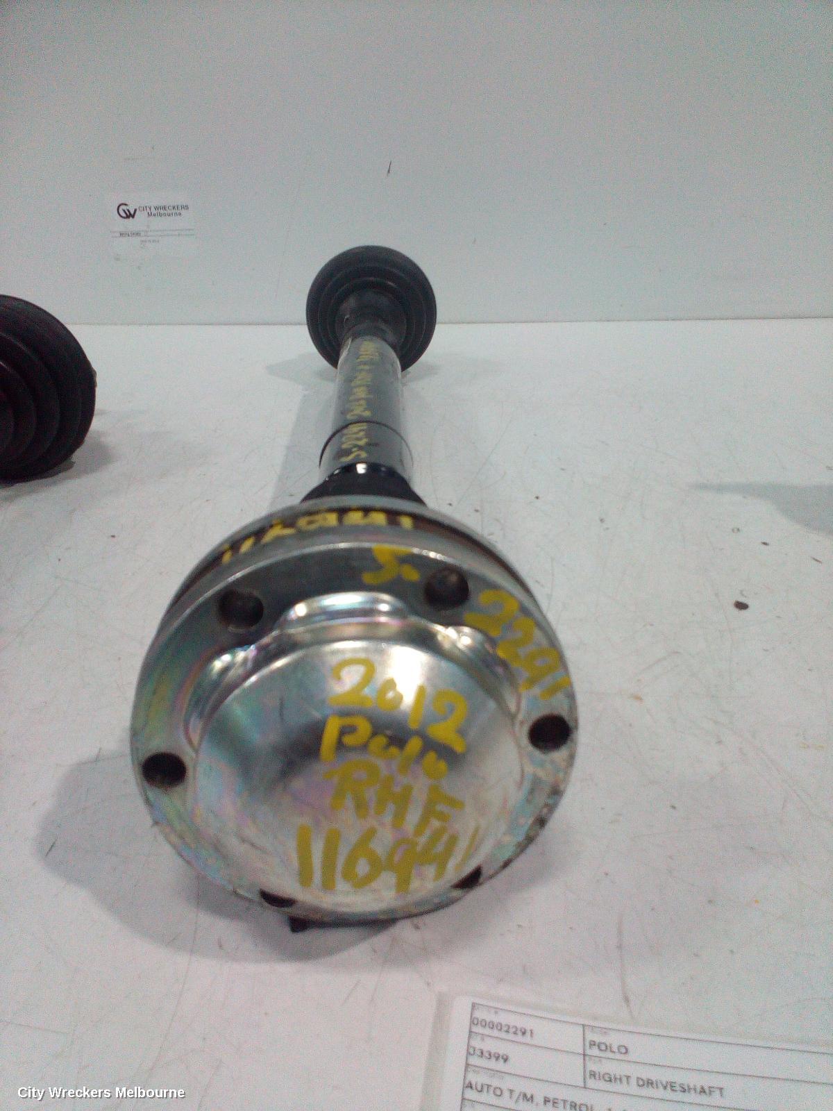 VOLKSWAGEN POLO RIGHT DRIVESHAFT, AUTO T/M, PETROL, 1.4, TURBO, 6R, 05/2010 - 05/2014 - Image 1