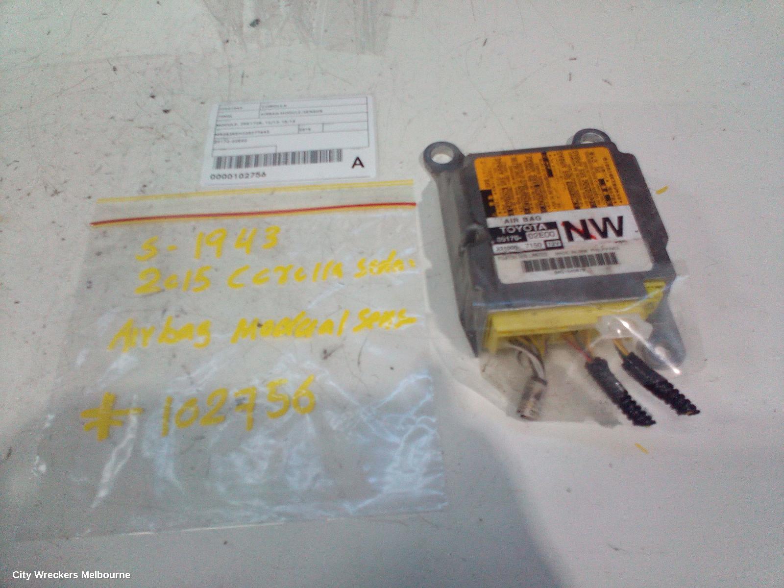 TOYOTA COROLLA AIRBAG MODULE/SENSOR, MODULE, ZRE172R, 12/2013 - 10/2016 - Image 1