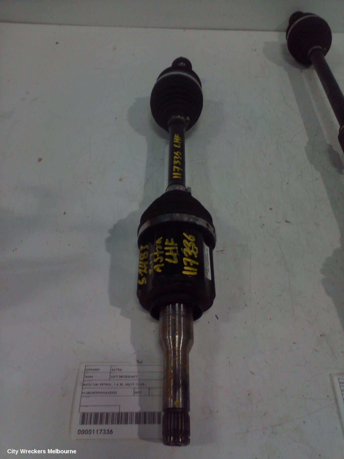 HOLDEN ASTRA LEFT DRIVESHAFT, AUTO T/M, PETROL, 1.4, BL, 05/2017 - 12/2020 - Image 1
