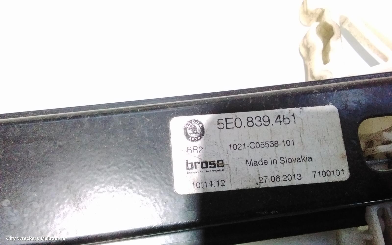 SKODA OCTAVIA LEFT REAR WND REG/MOTOR, NE, 09/2013 - 09/2020 - Image 2