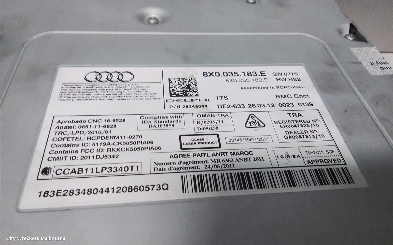 AUDI A1 RADIO/CD/DVD/SAT/TV, RADIO CONTROL UNIT, 8X, NON ACTIVE SPEAKER TYPE (P/N 4G0035053E), 11/2011 - 11/2012 - Image 3