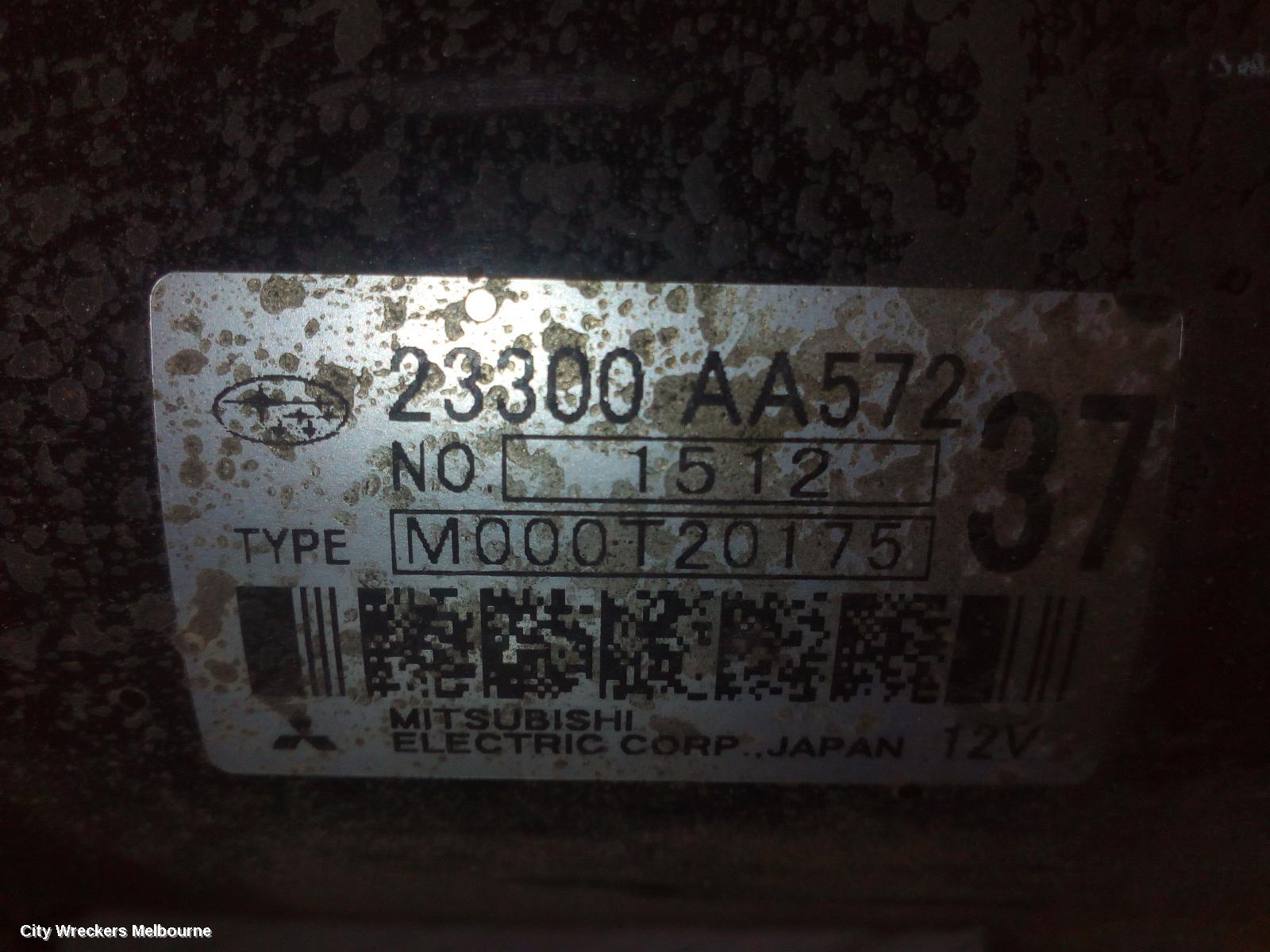 SUBARU IMPREZA STARTER, PETROL, EJ20/EJ25, NON TURBO, AUTO, 4 SPEED, 04/1993 - 07/2011 - Image 1