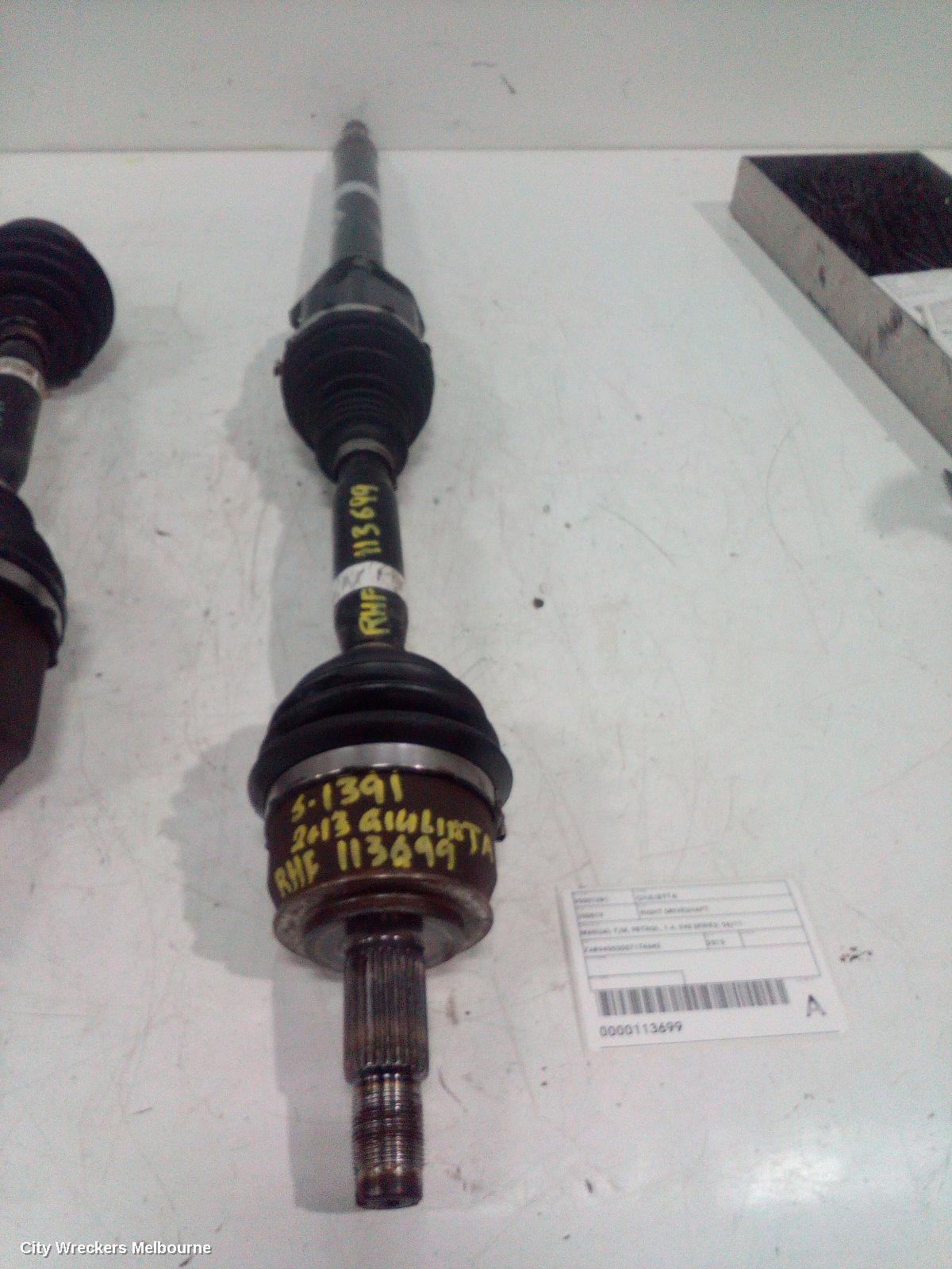 ALFA ROMEO GIULIETTA RIGHT DRIVESHAFT, MANUAL T/M, PETROL, 1.4, 940 SERIES, 06/2011 ONWARDS - Image 2
