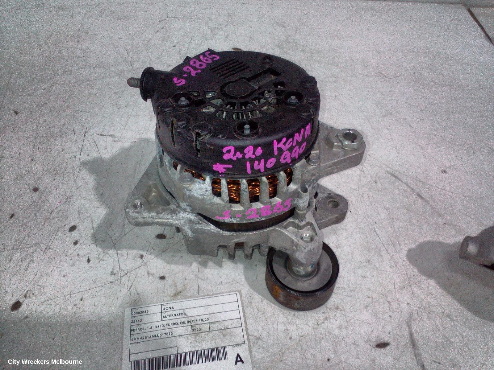 HYUNDAI KONA ALTERNATOR, PETROL, 1.6, G4FJ, TURBO, OS, 09/2017 - 10/2020 - Image 2