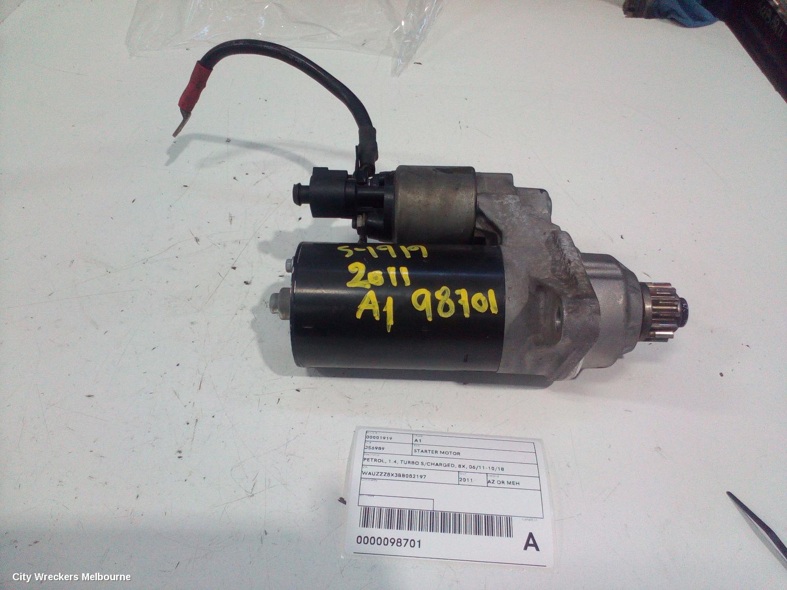 AUDI A1 STARTER, PETROL, 1.4, TURBO S/CHARGED, 8X, 06/2011 - 10/2018 - Image 1
