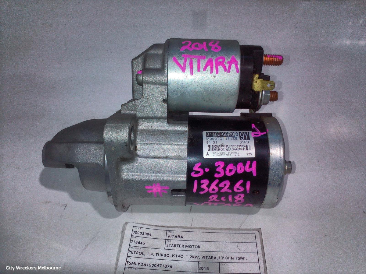 SUZUKI VITARA STARTER, PETROL, 1.4, TURBO, K14C, 1.2KW, VITARA, LY (VIN TSM), 06/2015 ONWARDS - Image 1