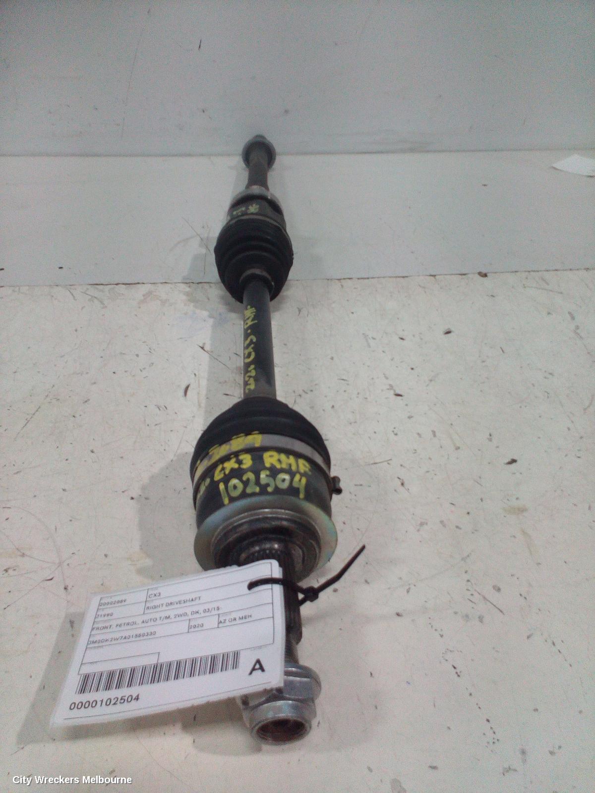 MAZDA CX3 RIGHT DRIVESHAFT, FRONT, PETROL, AUTO T/M, 2WD, DK, 03/2015 ONWARDS - Image 1