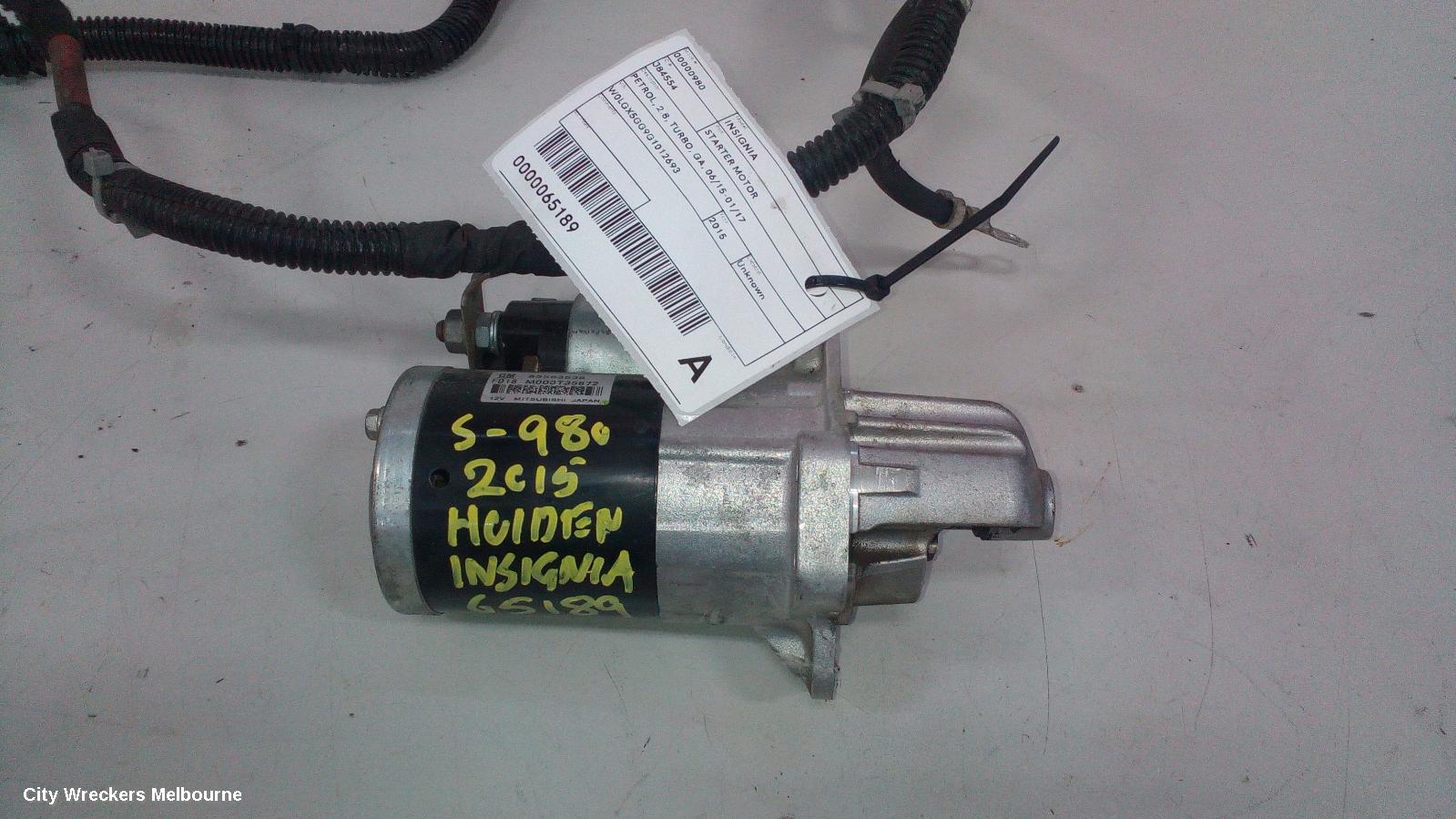 HOLDEN INSIGNIA STARTER, PETROL, 2.8, TURBO, GA, 06/2015 - 01/2017 - Image 2