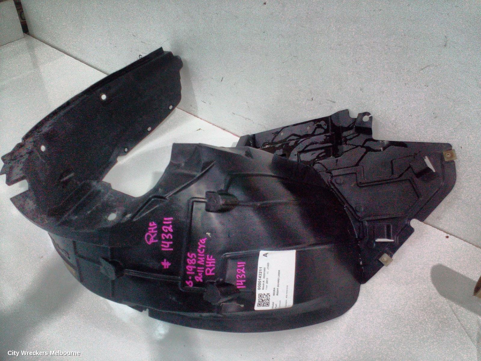 NISSAN MICRA RIGHT GUARD LINER, K13, 11/2010 - 11/2012 - Image 2