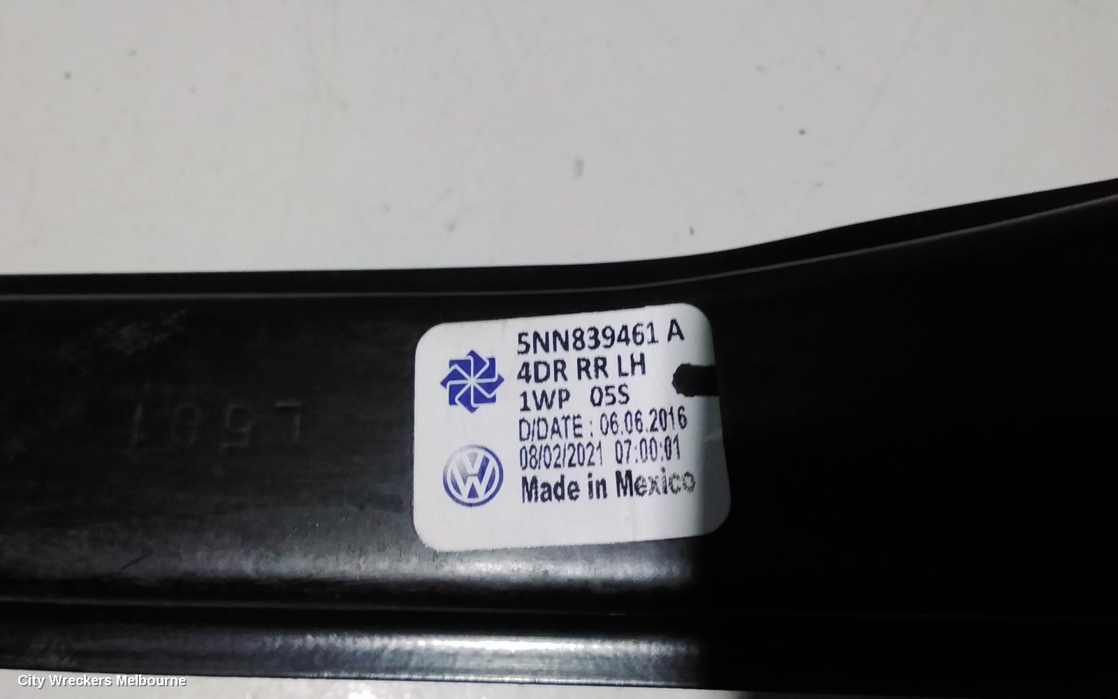 VOLKSWAGEN TIGUAN LEFT REAR WND REG/MOTOR, DOOR REG ASSY (REG AND MOTOR), 5NA, 06/2016 ONWARDS - Image 2