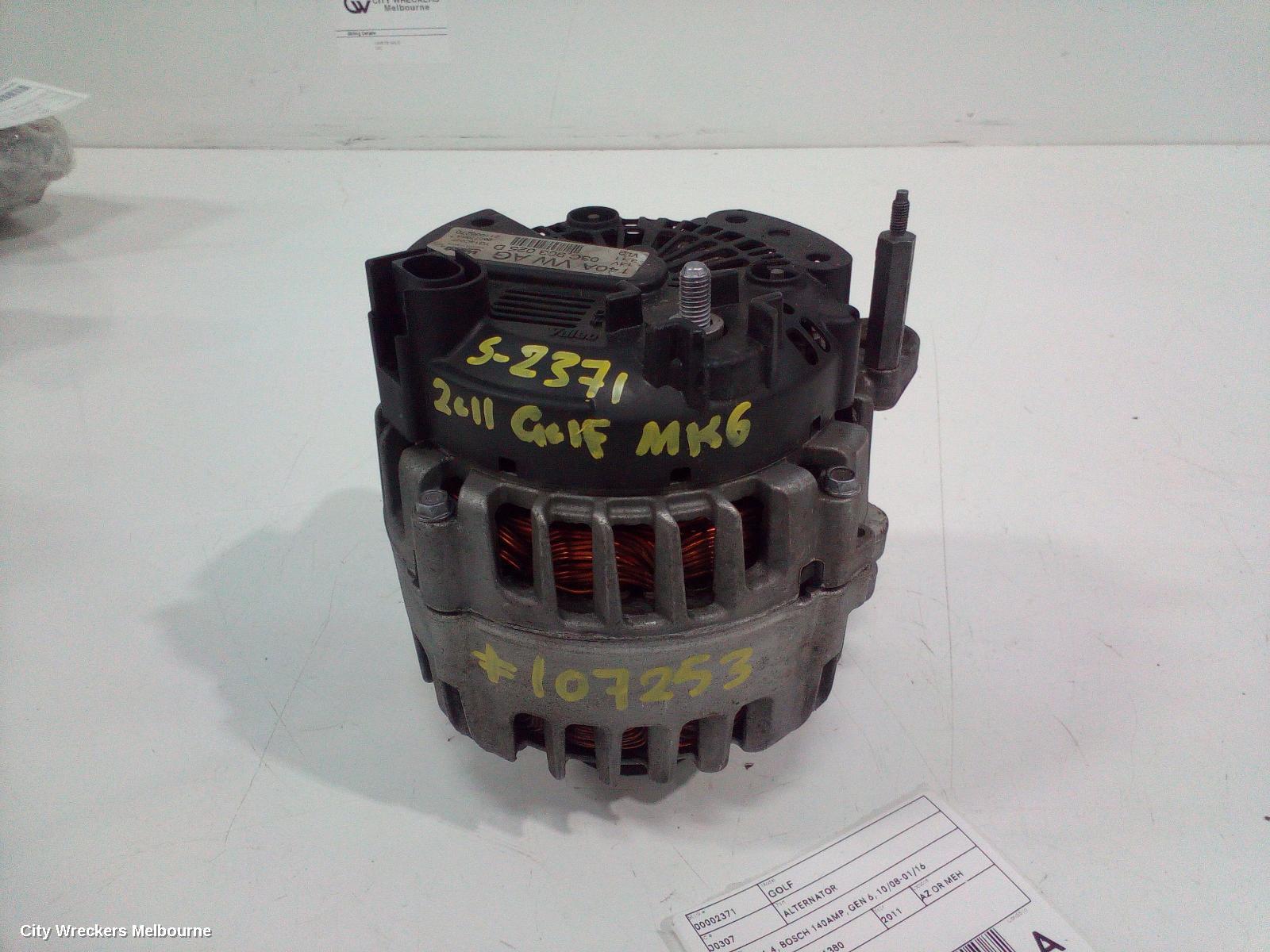 VOLKSWAGEN GOLF ALTERNATOR, PETROL, 1.4, BOSCH 140AMP, GEN 6, 10/2008 - 01/2016 - Image 1